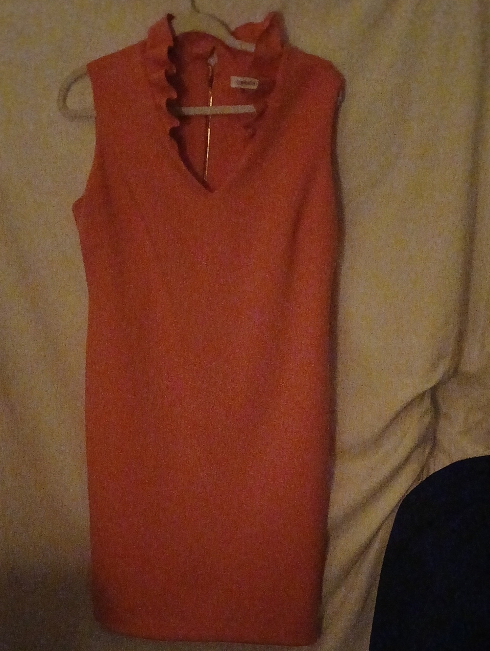 Calvin Klein Coral Sleeveless Ruffle Neck Tunic